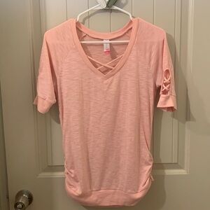 No Boundaries Light Pink V-Neck Blouse